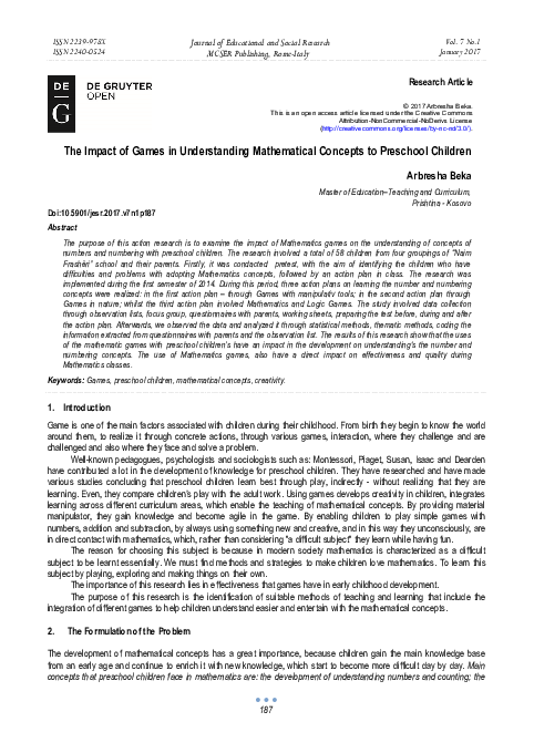 (PDF) The Impact of Games in Understanding Mathematical Concepts to ...