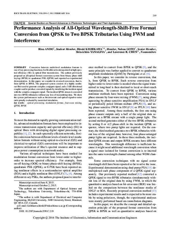 (PDF) Performance Analysis of an All-Optical Wavelength Converter using ...