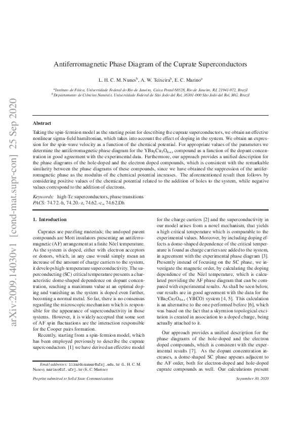 (PDF) Antiferromagnetic phase diagram of the cuprate superconductors