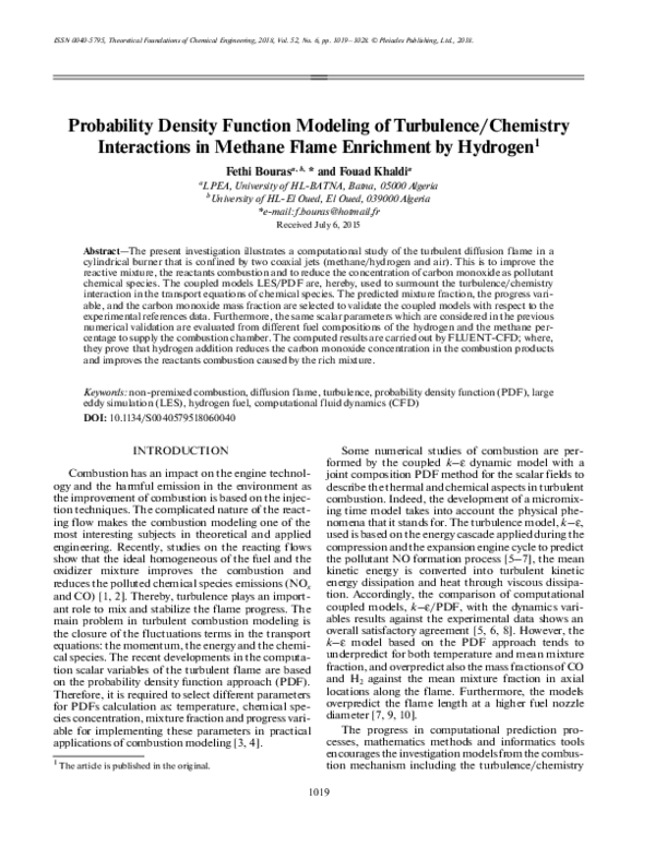(PDF) Probability Density Function Modeling of Turbulence/Chemistry ...