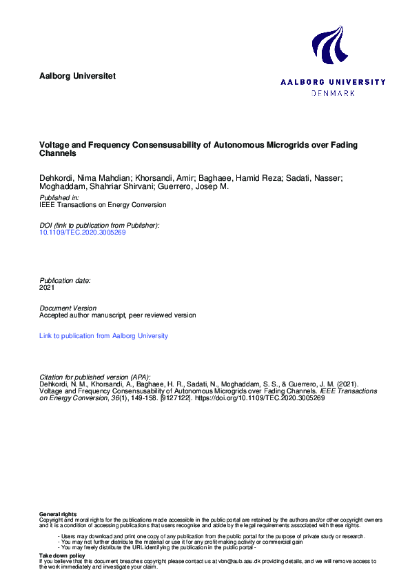 (PDF) Voltage and Frequency Consensusability of Autonomous Microgrids ...