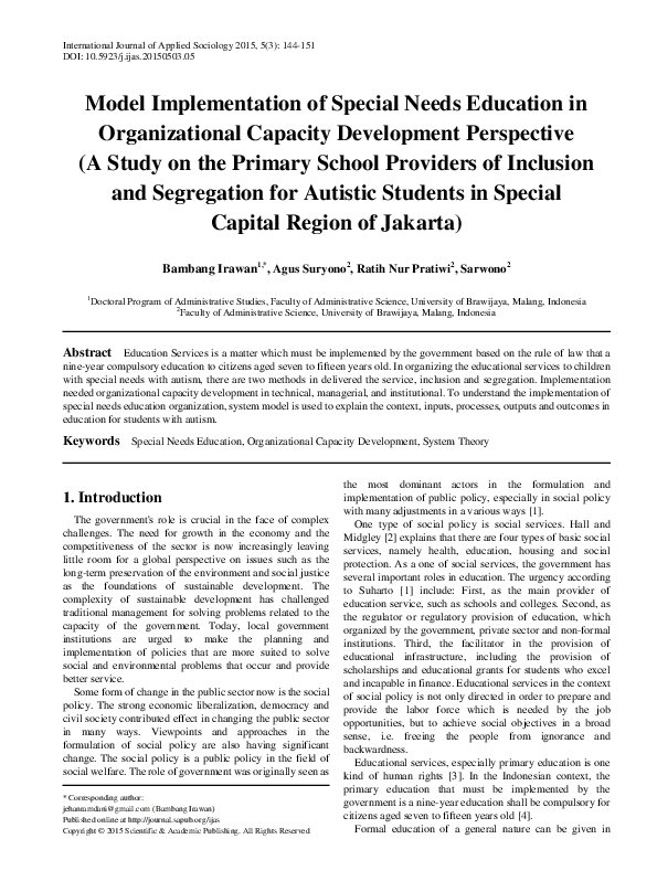 (PDF) Education and Children with Special Needs: From Segregation to ...