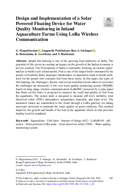 (PDF) Design and Implementation of a Solar Powered Floating Device for ...