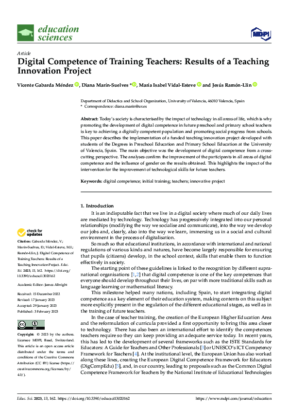 (PDF) Digital Competence of Training Teachers: Results of a Teaching ...
