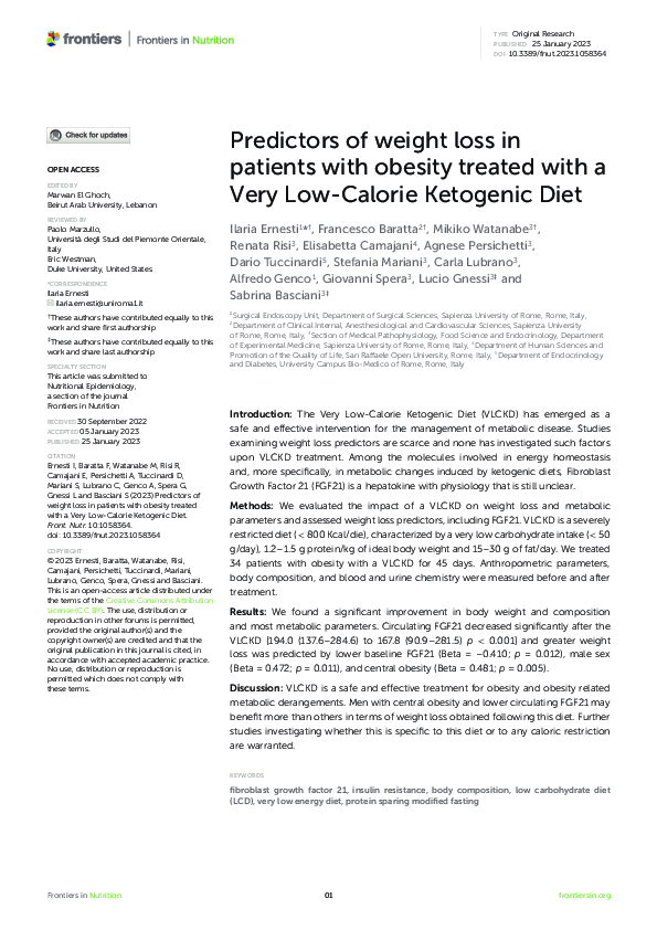 (PDF) Predictors of weight loss in patients with obesity treated with a ...