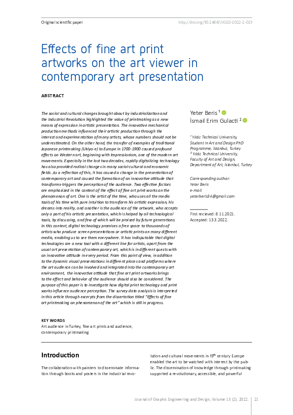 (PDF) Effects of fine art print artworks on the art viewer in