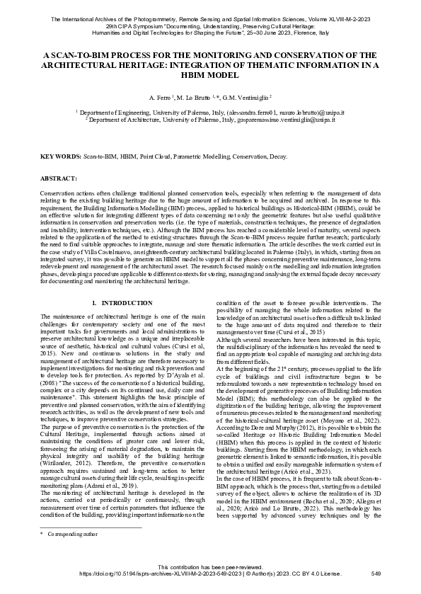 (PDF) A Scan-To-Bim Process for the Monitoring and Conservation of the ...