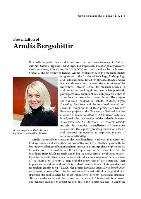 (PDF) Presentation new editor: Arndís Bergsdóttir