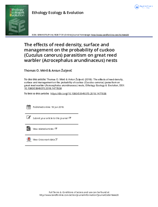 (PDF) The effects of reed density, surface and management on the ...