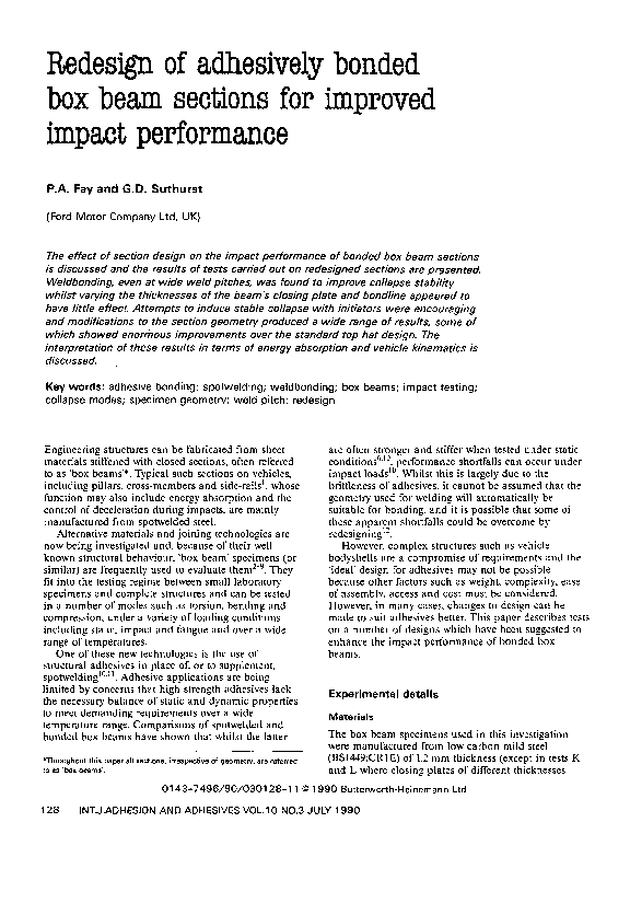 (PDF) Redesign of adhesively bonded box beam sections for improved ...
