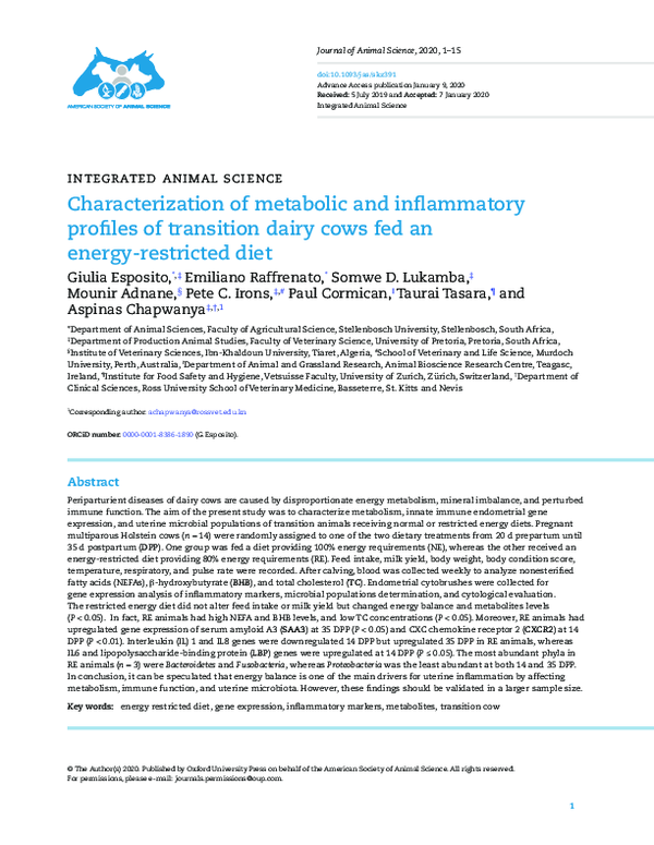 (PDF) Characterization of metabolic and inflammatory profiles of ...