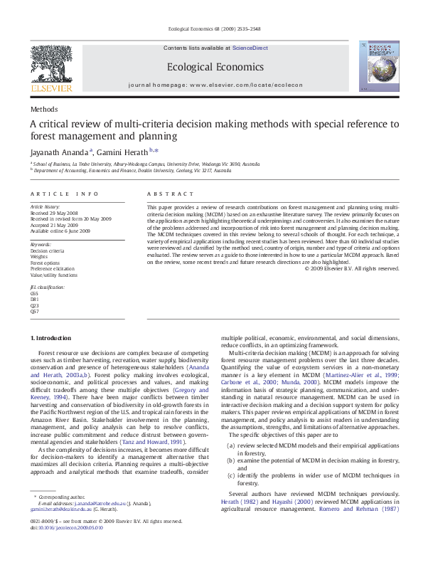 (PDF) A critical review of multi-criteria decision making methods with ...