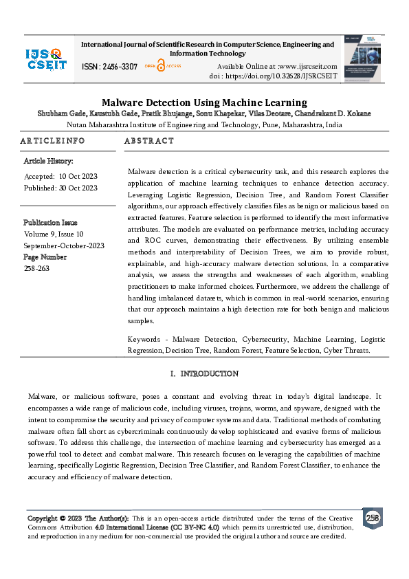 (PDF) Malware Detection Using Machine Learning