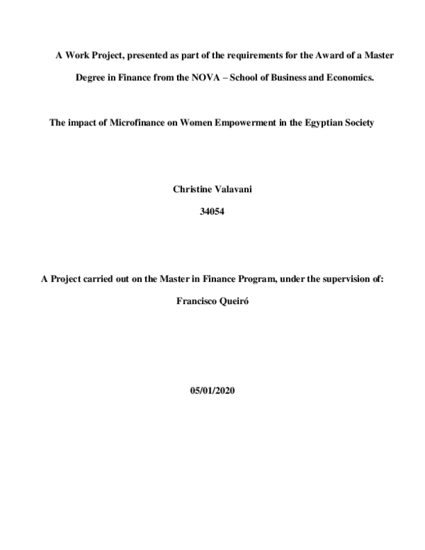 (PDF) The impact of microfinance on women empowerment in the egyptian ...