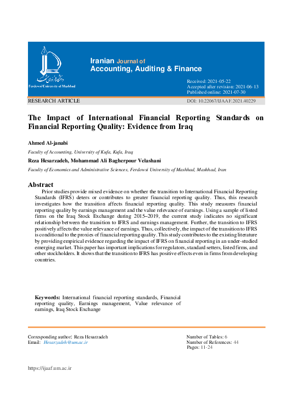 (PDF) The Impact of International Financial Reporting Standards on ...