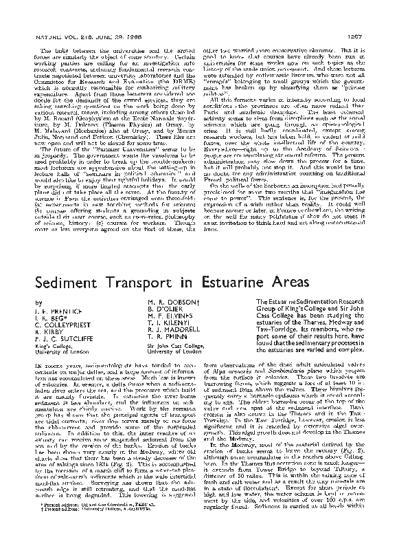 (PDF) Sediment Transport in Estuarine Areas