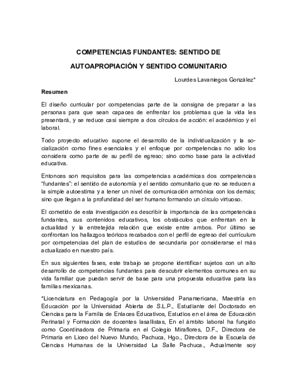 (PDF) Competencias Fundantes Sentido De Autoapropiación Y Sentido