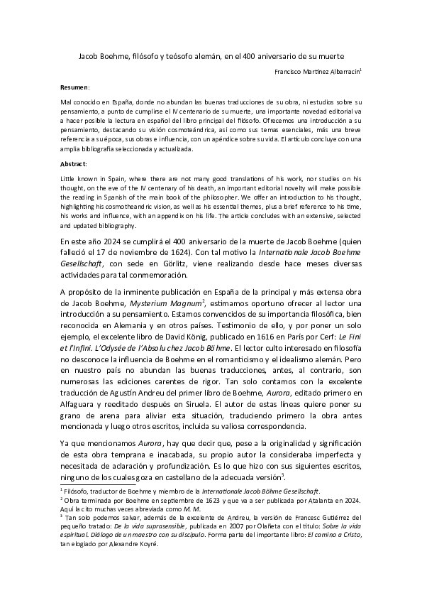 (DOC) Jacob Boehme, filósofo y teósofo alemán, en el 400 aniversario de ...