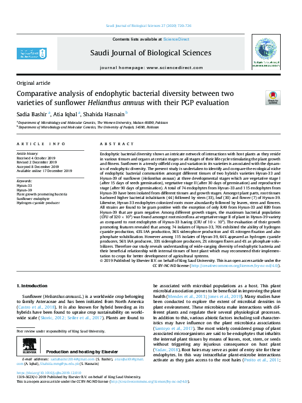 (PDF) Comparative analysis of endophytic bacterial diversity between ...