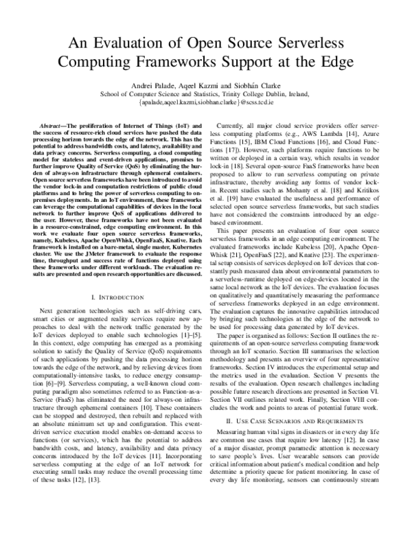 (PDF) An Evaluation of Open Source Serverless Computing Frameworks ...