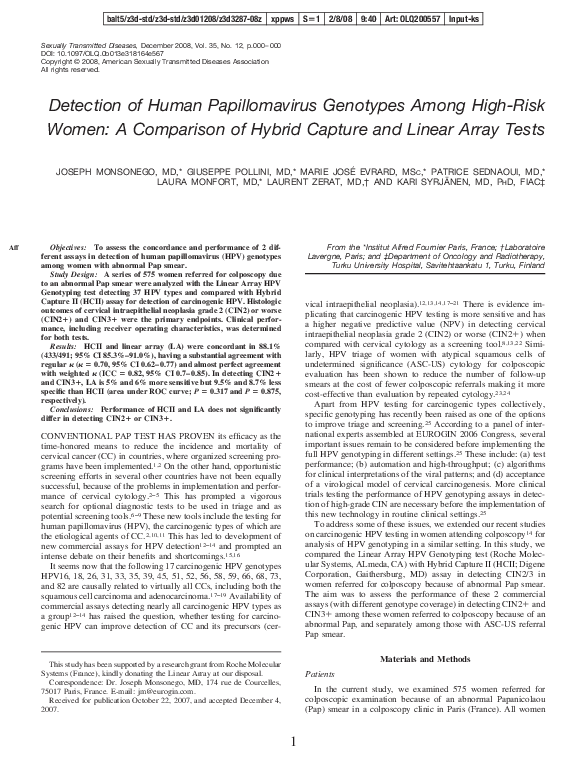 (PDF) Detection of Human Papillomavirus Genotypes Among High-Risk Women ...