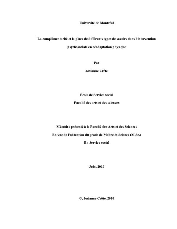 (PDF) La complémentarité et la place de différents types de savoirs ...