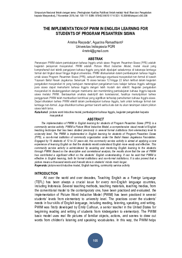 (PDF) The Implementation of Pwim in English Learning for Students of ...
