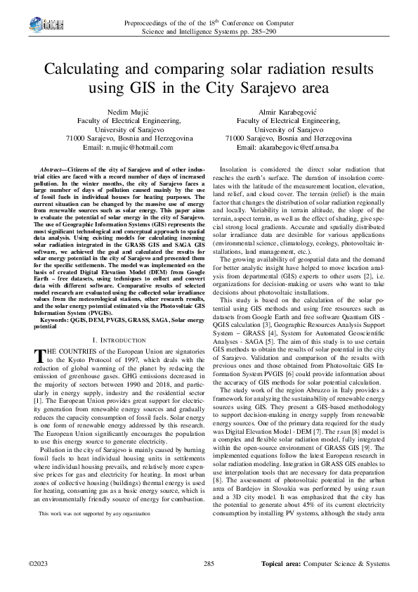 (PDF) Calculating and comparing solar radiation results using GIS in ...