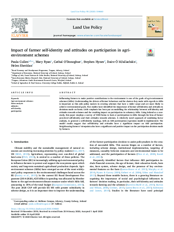 (PDF) Impact of farmer self-identity and attitudes on participation in ...