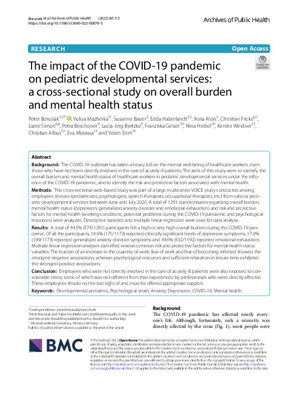 (PDF) The impact of the COVID-19 pandemic on pediatric developmental ...