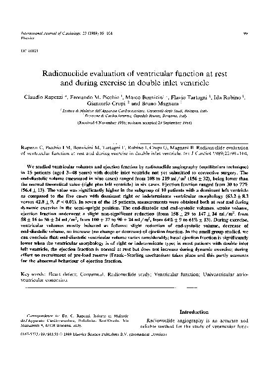 (PDF) Radionuclide evaluation of ventricular function at rest and ...