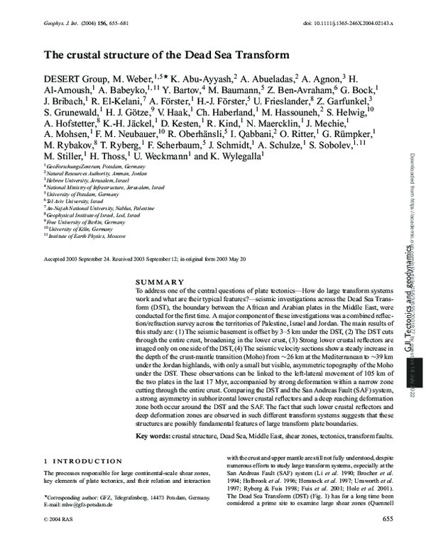(PDF) The crustal structure of the Dead Sea Transform
