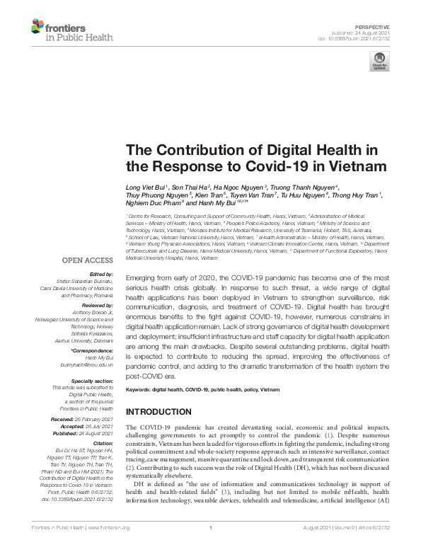 (PDF) The Contribution of Digital Health in the Response to Covid-19 in ...