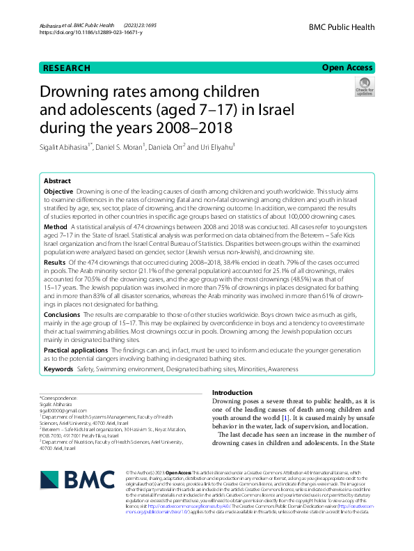 (PDF) Drowning rates among children and adolescents (aged 7–17) in ...