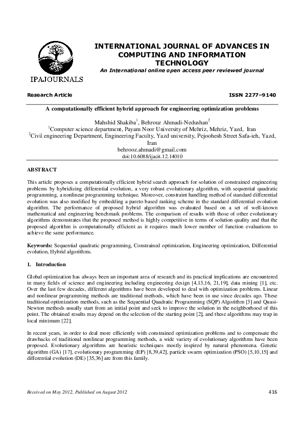 (PDF) A computationally efficient hybrid approach for engineering ...