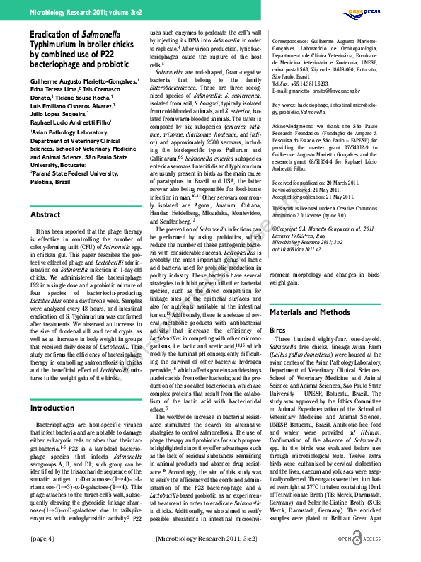 (PDF) Eradication of Salmonella Typhimurium in broiler chicks by ...
