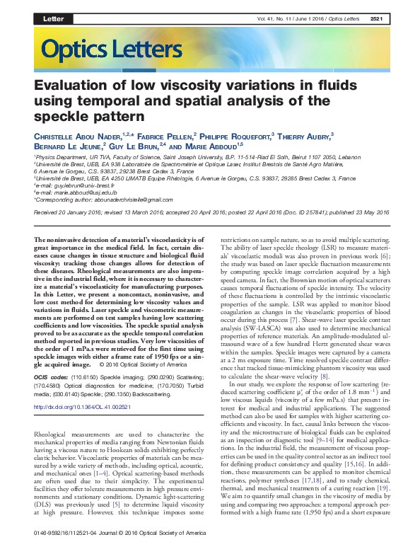 (PDF) Evaluation of low viscosity variations in fluids using temporal ...
