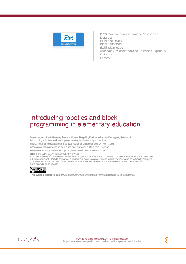 (PDF) Introducing robotics and block programming in elementary education
