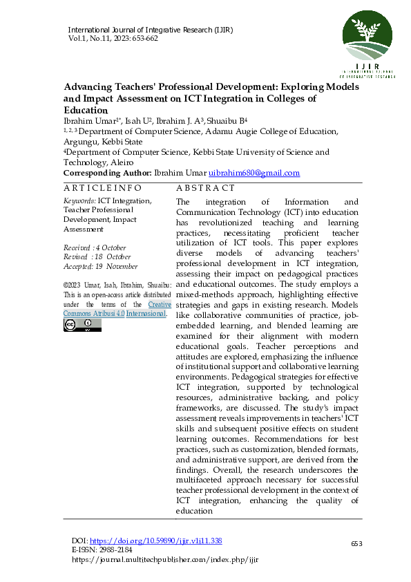 Pdf Advancing Teachers Professional Development Exploring Models