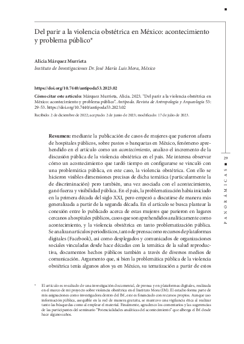 (PDF) Del parir a la violencia obstétrica en México: acontecimiento y ...