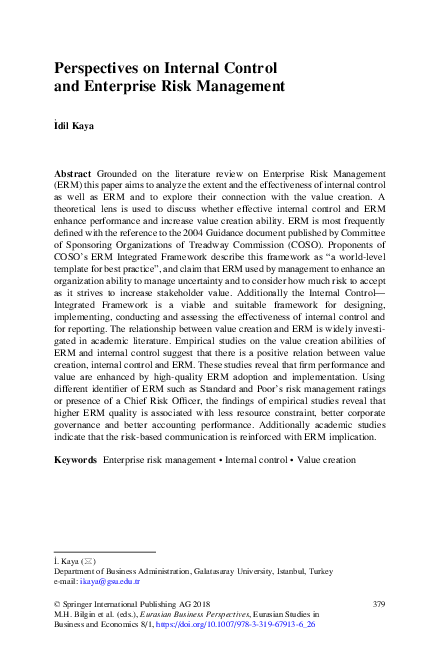 (PDF) Perspectives on Internal Control and Enterprise Risk Management