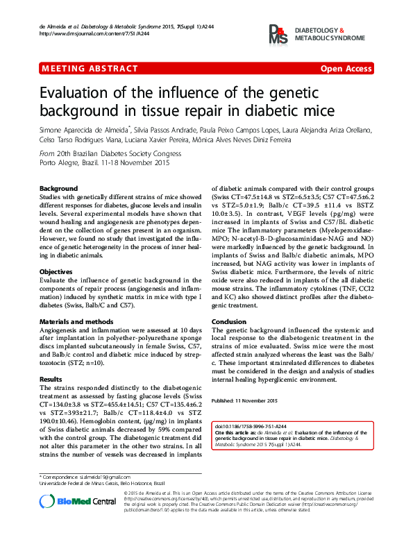 (PDF) Evaluation of the influence of the genetic background in tissue ...
