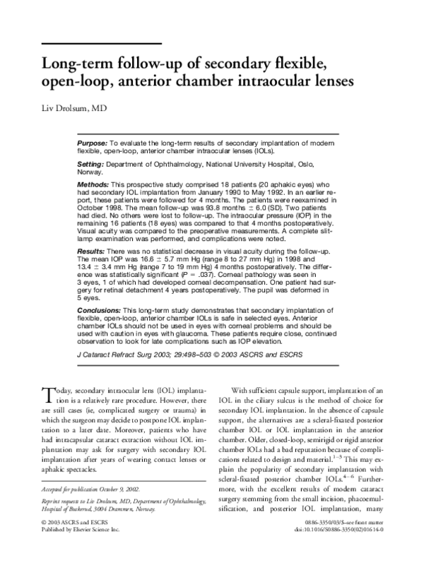 (PDF) Long-term follow-up of secondary flexible, open-loop, anterior ...