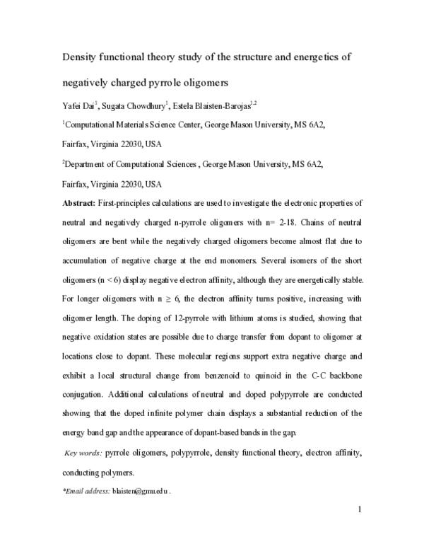 (PDF) Density functional theory study of the structure and energetics ...