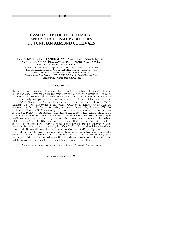 (PDF) Evaluation of the chemical and nutritional properties of Tunisian ...