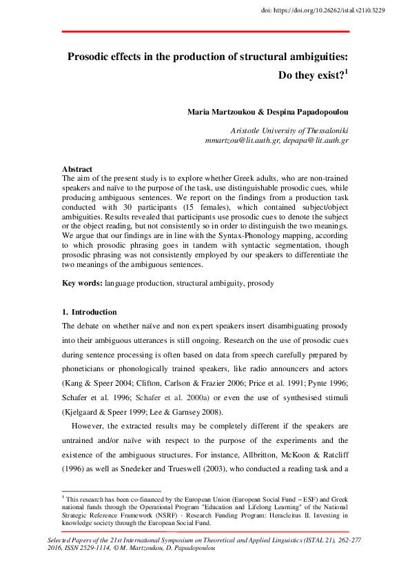 (PDF) Prosodic effects in the production of structural ambiguities: Do ...