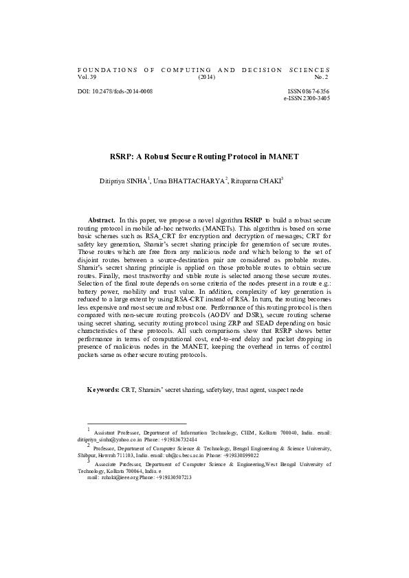 (PDF) RSRP: A Robust Secure Routing Protocol in MANET