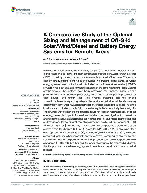 (PDF) A Comparative Study of the Optimal Sizing and Management of Off ...
