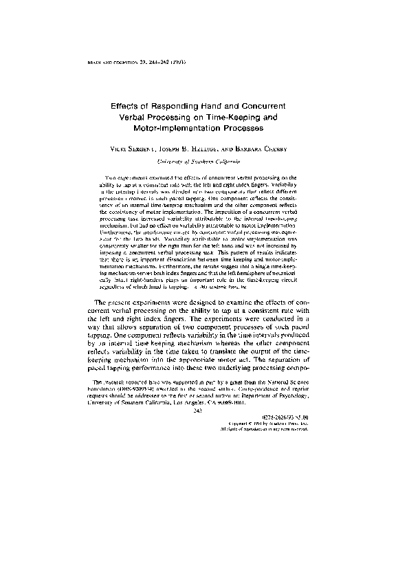 (PDF) Effects of Responding Hand and Concurrent Verbal Processing on ...