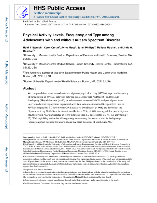 (PDF) Physical Activity Levels, Frequency, and Type Among Adolescents ...